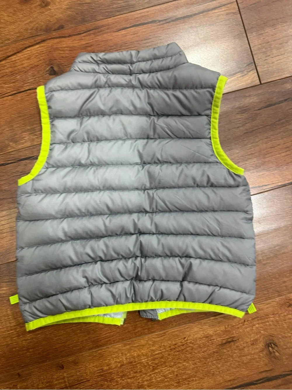 Patagonia Kids Gray Puffer Vest with Lime Trim 6 months